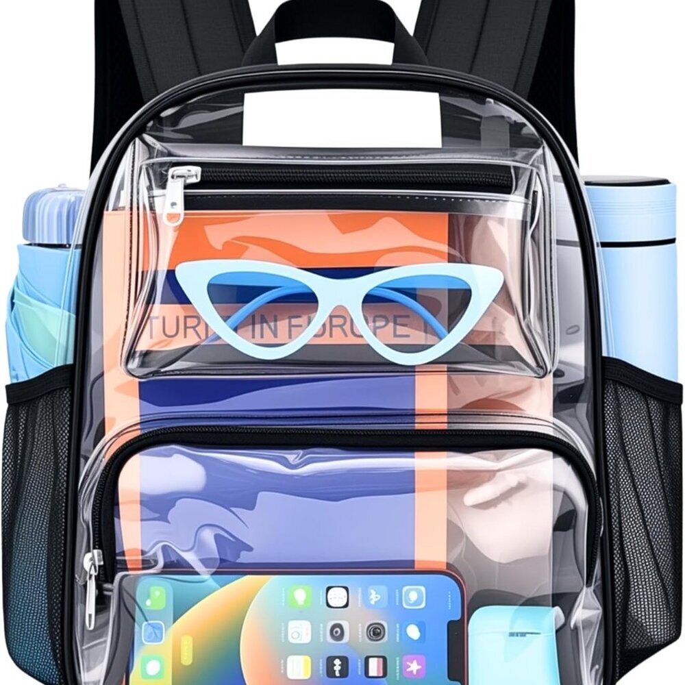 Clear Bag for Stadium Events, 12x6x12 Clear Backpack with Reinforced Strap, Stad